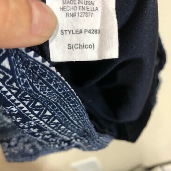 OVI Romper Printed Blue & White Sleeveless Size Small - Picture 6 of 8